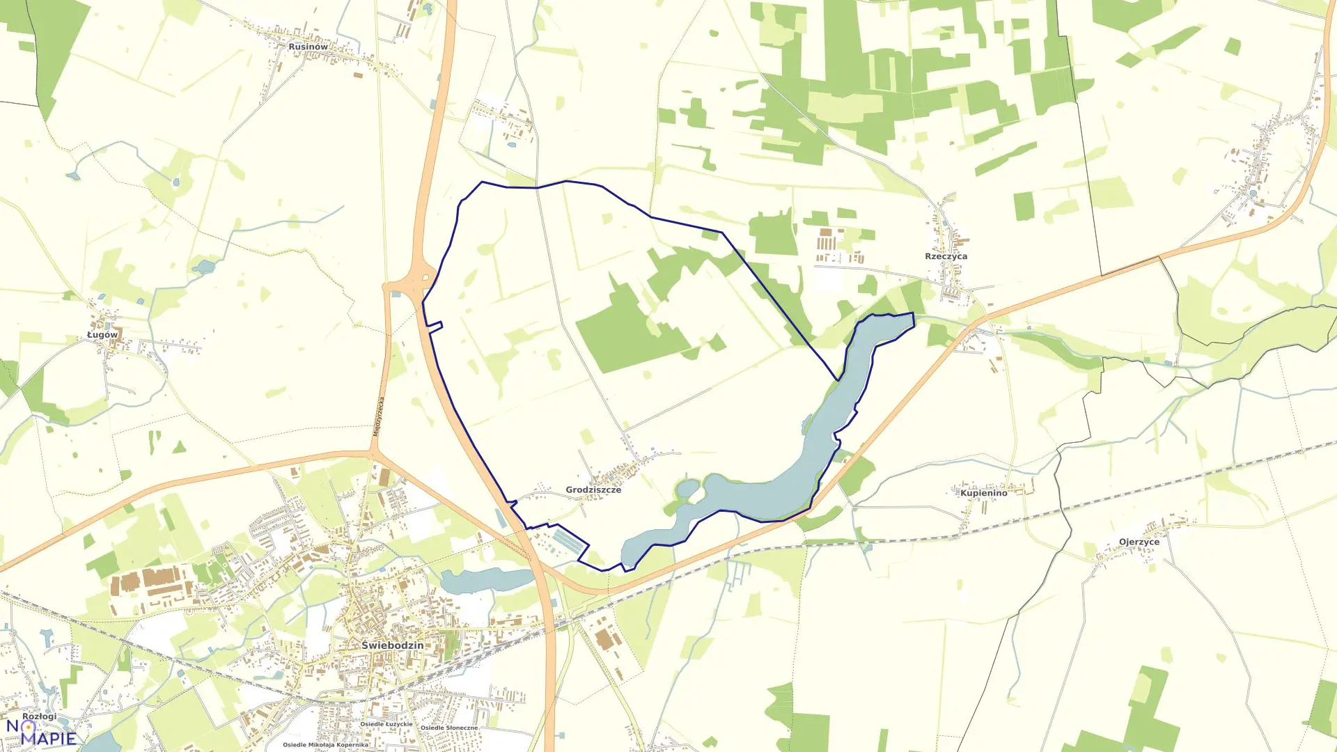 Mapa obrębu Grodziszcze w gminie Świebodzin