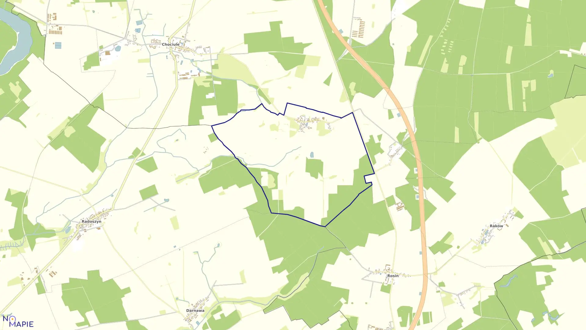 Mapa obrębu Rudgerzowice w gminie Świebodzin